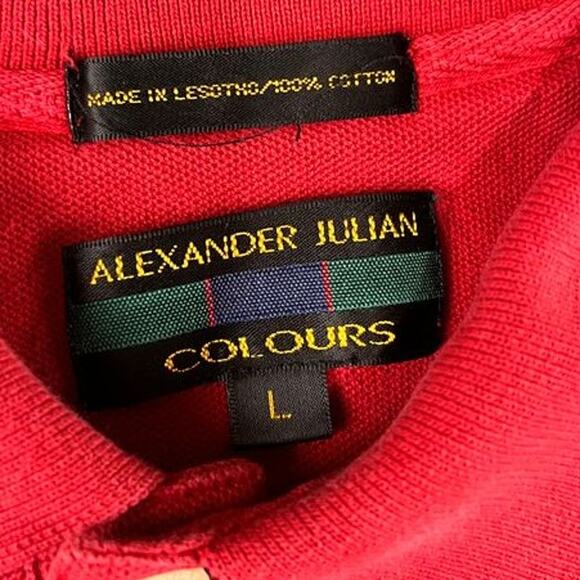 Alexander Julian Colours Polo Shirt Large Red 100% Cotton Short Sleeve Mens - Picture 3 of 9